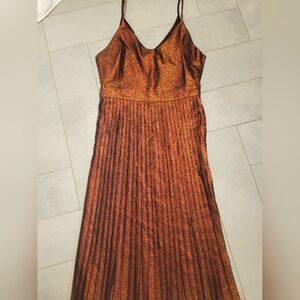 ASOS Red Glitter Pleated Dress